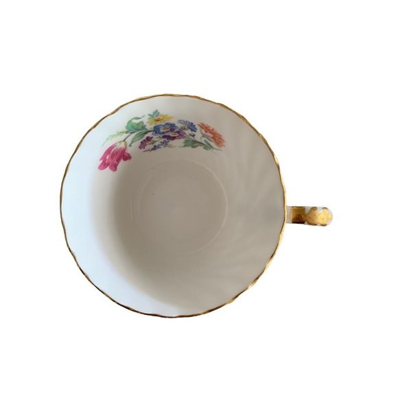 AYNSLEY ENGLAND PASTEL LIGHT PINK SWIRL TEA CUP SAUCER SET FLORAL GOLD RIM #2 Gd - Picture 11 of 14